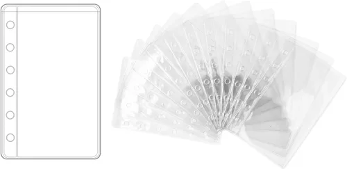 Vista 9 de NatSumeBasics 12 bolsillos A5 para carpeta transparentes sin cremallera, sobres de presupuesto para efectivo de 5 x 8 pulgadas, protectores de hojas