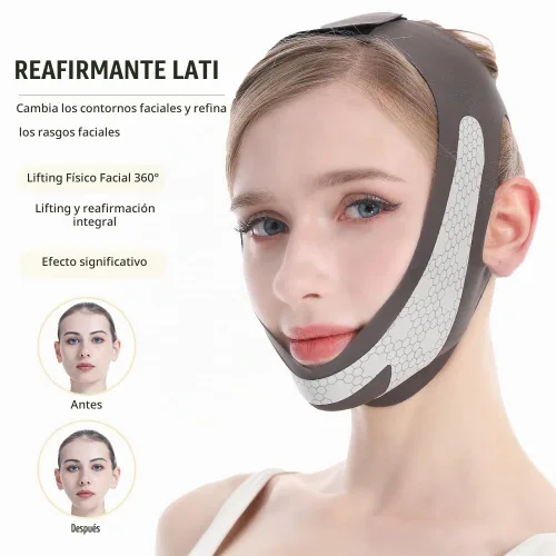 Vista 3 de Máscara de elevación de línea V de grafeno, correa de elevación facial para dormir, correa de barbilla reutilizable y ajustable para levantar