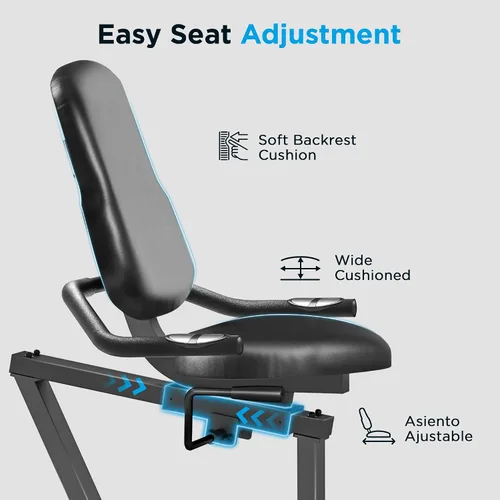 Vista 6 de JLL Smart Cross Trainer Bicicleta estática reclinada con ejercitadores de brazos, máquina estacionaria de resistencia magnética de 8 niveles, LCD