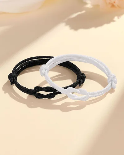 Vista 5 de UNGENT THEM Pinky Promise Forever Knot - Pulseras a juego para parejas, cumpleaños, aniversario, San Valentín, Navidad, regalos para novio y novia