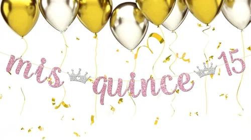 Vista 4 de Maicaiffe Cartel Mis Quince 15 – Decoración para fiesta de cumpleaños de 15 años para niña – Quince años – Decoración de fiesta de feliz cumpleaños