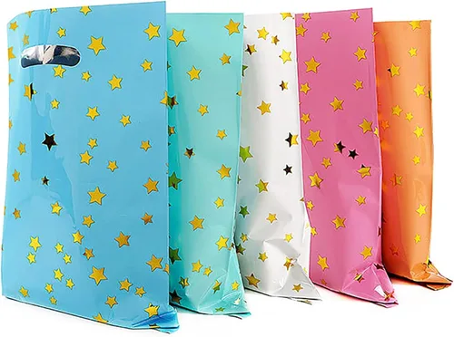 Vista 8 de 25 bolsas de recuerdo de fiesta para cumpleaños de niños, bolsas de dulces en 5 colores con patrón de estrella