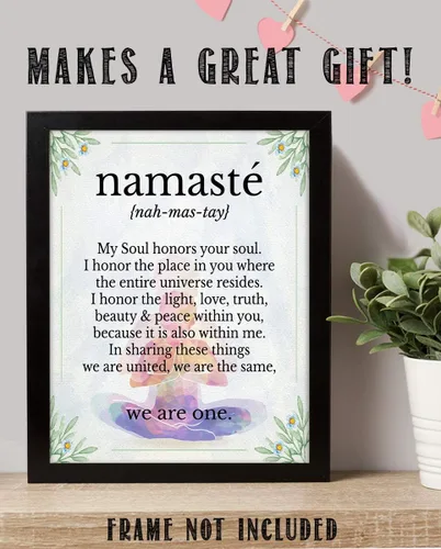 Vista 7 de We Are One - Decoración de pared inspiradora, flores y Namaste, impresión inspiradora de yoga para pared, es una foto motivacional con citas