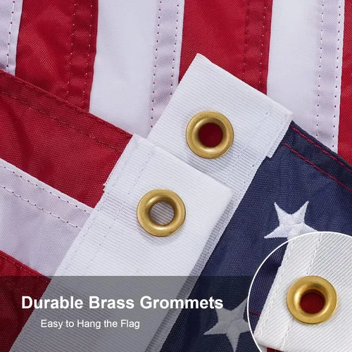 Vista 6 de SYII Bandera estadounidense de 12 x 18 pulgadas, bordado de 50 estrellas, enseña náutica, banderas de barco de Estados Unidos con 2 ojales de latón