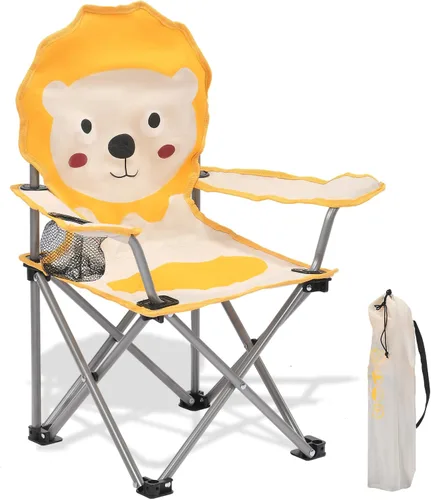 Vista 8 de XMT Silla plegable para niños con portavasos - Silla portátil ligera para exteriores e interiores para niños de 3 a 9 años, base antideslizante