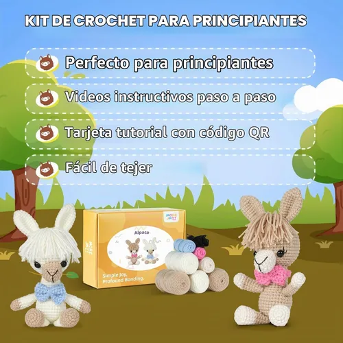 Vista 5 de Kit de ganchillo MOREJMTT para principiantes, kit de tejer, equipado con videotutoriales paso a paso, kits de ganchillo para adultos y jóvenes, kit