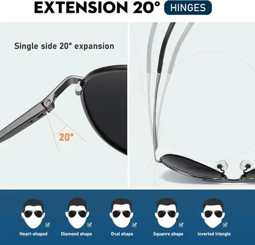 Vista 4 de Gafas de sol polarizadas para hombre, lentes de sol de aviador para hombres y mujeres, pesca, conducción, gafas de sol, marco de metal, protección