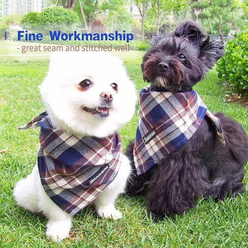 Vista 6 de Pañuelos a cuadros suaves y lavables para perros y gatos, bufandas ajustables con forma de triángulo y cómodas para perros, niñas y niños, cachorros