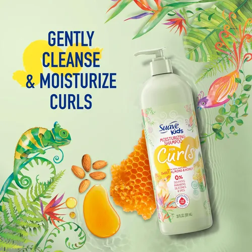Vista 2 de Suave Champú natural para el cabello rizado con miel de almendra dulce para niños, sin desgarros, sin sulfatos, sin parabenos, sin siliconas, sin