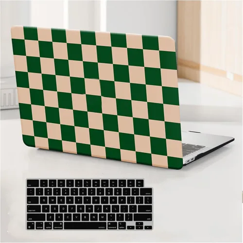 Vista 17 de Funda compatible con MacBook Air de 13 pulgadas (versión 2010-2017). Modelos: A1466 / A1369, funda rígida de piel crema texturizada a cuadros, sin