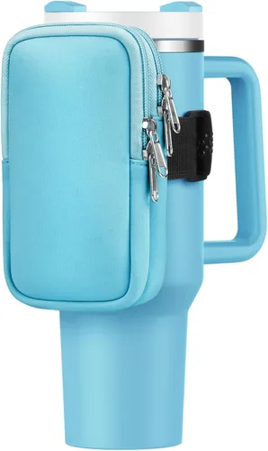 Vista 14 de Bolsa para botella de agua para Stanley Cup de 40 onzas, 30 onzas, bolsa para botella de agua para correr, tarjetas, llaves, teléfono, accesorios