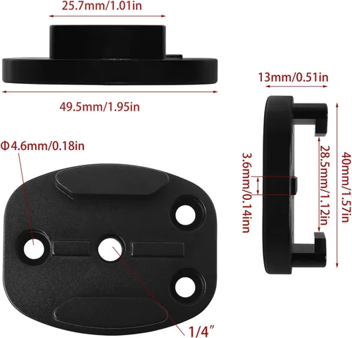 Vista 3 de Montaje de trípode de liberación rápida de aluminio CNC con adaptador de 1/4 para cámaras deportivas GoPro