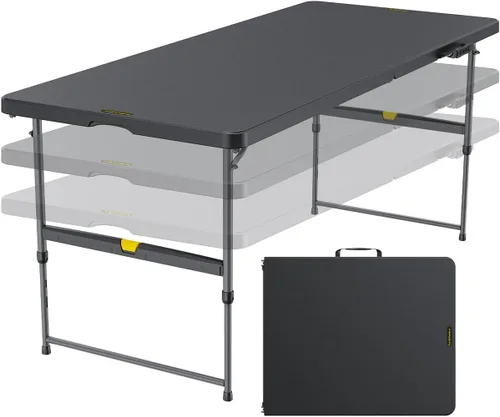 Vista 9 de FanttikOutdoor Mesa plegable de plástico de 6 pies de ajuste rápido para Granito blanco