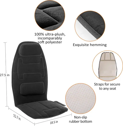 Vista 2 de Snailax Masajeador de espalda de vibración con calor, almohadilla para silla de masaje con espuma viscoelástica lumbar para el cuello, 10 motores
