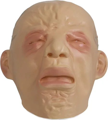 Vista 5 de Skeleteen Máscara de disfraz de bebé que llora - Angry Crybaby - Divertida máscara facial de goma realista accesorios para disfraces para adultos