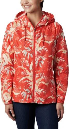 Vista 2 de Columbia Cortavientos con estampado Side Hill para mujer, naranja intenso magnolia floral, talla XL