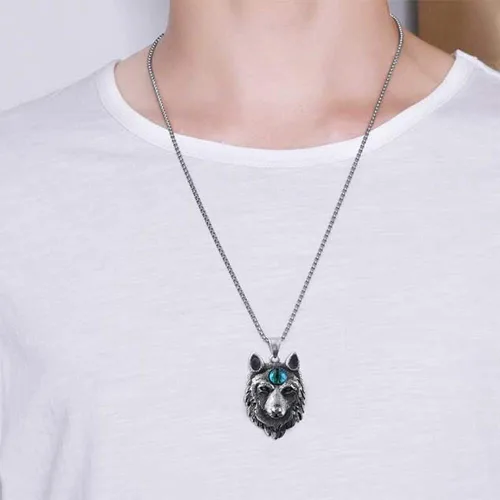 Vista 4 de TURTLEDOVE Collar de lobo vikingo Fenrir - Colgante de lobo nórdico de amuleto escandinavo nórdico, Metal, no conocido