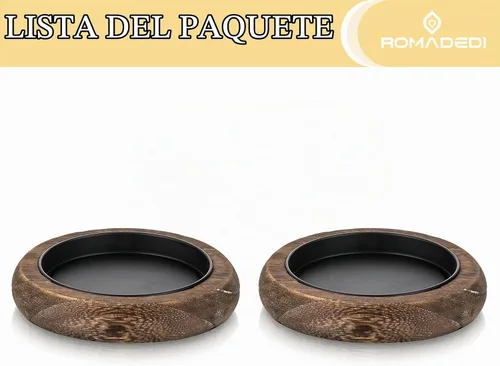 Vista 6 de Romadedi - Portavelas de madera para decoración de granja - Juego de 2 portavelas de pilar para centro de mesa, pequeño elevador de bandeja, plato