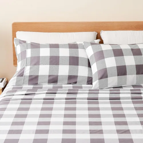 Vista 11 de Juego de sábanas de microfibra con rayas de 3 piezas tamaño individual - Sábanas y fundas de almohada de ropa de cama ultra suaves y cepilladas