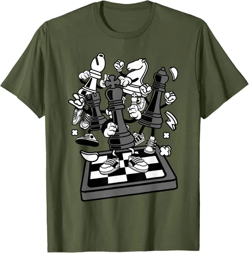 Vista 48 de Figura cómica Camiseta de tablero de ajedrez jugador de ajedrez Azul Marino