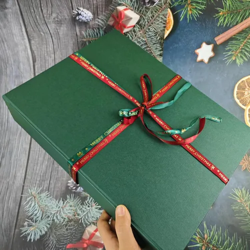 Vista 6 de YINUOYOUJIA Cajas de regalo de 13.8 x 10.5 x 3 pulgadas, caja de regalo grande con tapas, cinta y tarjeta, cajas de camisa plegables verdes, regalos