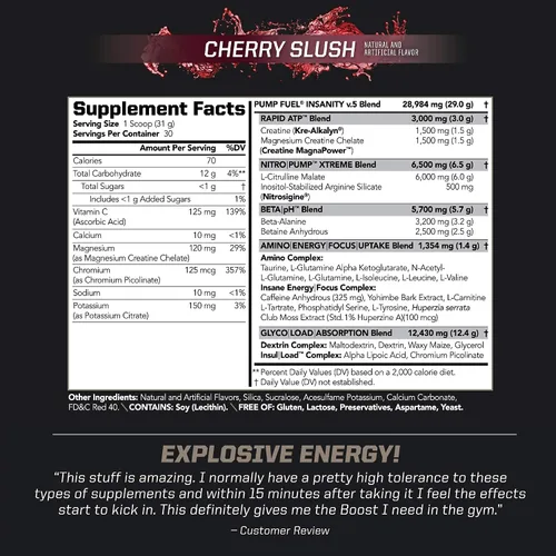 Vista 5 de PMD Sports Ultra Pump Fuel Insanity - Pre entrenamiento - Cherry Slush (30 porciones) Sports Omega Cuts Elite Quemador de grasa termogénico