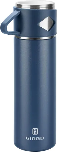 Vista 12 de Termo de acero inoxidable 500ml/16.9oz botella aislada al vacío con taza para café, bebidas calientes y bebidas frías, cantimplora de agua.