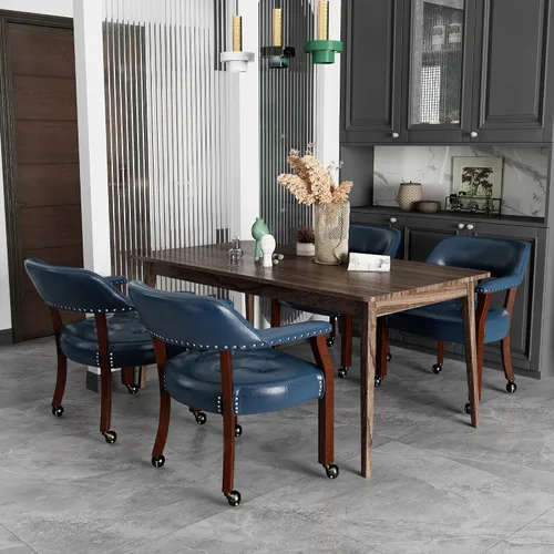 Vista 28 de Juego de 2 sillas de comedor con ruedas, poliuretano gris antiguo Gris (Antique Grey)