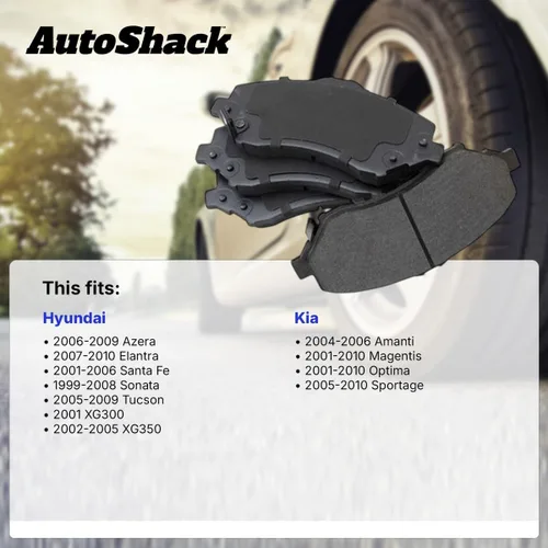 Vista 2 de AutoShack Juego de pastillas de freno de cerámica traseras para Hyundai y Kia, Elantra 2007-2010 Sonata 1999-2008 Sportage 2005-2010 Santa Fe