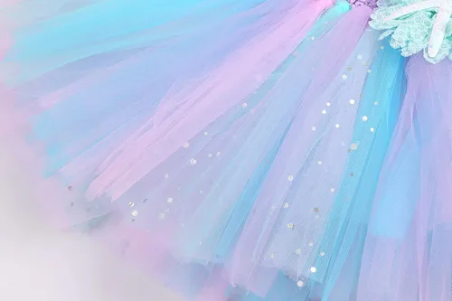 Vista 7 de Koatobbor Girls Mermaid Costume Mermaid Tutu Dress Color Led Light Up for Halloween Birthday Party 3-8Years