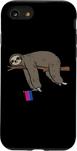 Vista 13 de Funda de regalo para iPhone 13 Pro Bisexual Pride Flag Lazy Sloth Bi LGBTQ Animal Lover