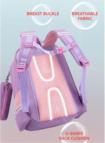 Vista 6 de Mochila Kawaii con bonitos accesorios para portátil de 14 pulgadas, mochila de viaje casual, bolsa estética para regalo de nuevo semestre, 01-rosa