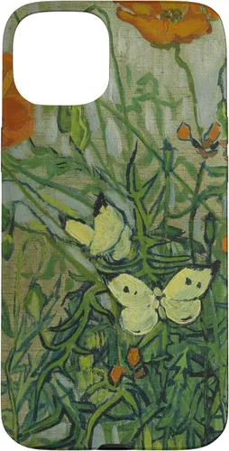 Vista 9 de Vincent Van Gogh - Carcasa para iPhone 17, diseño de mariposas y amapolas