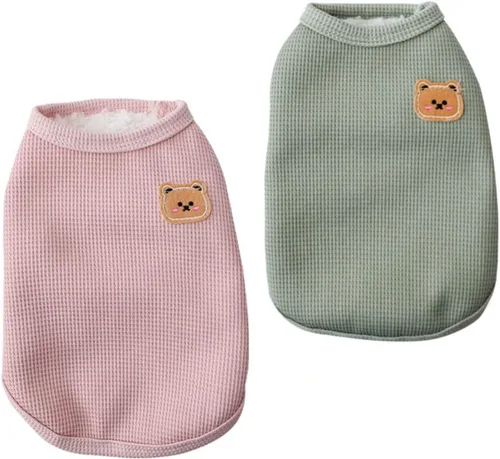 Vista 6 de Camisetas de algodón para perros y gatos - Chalecos sin mangas suaves, transpirables y elásticos para perros medianos y pequeños