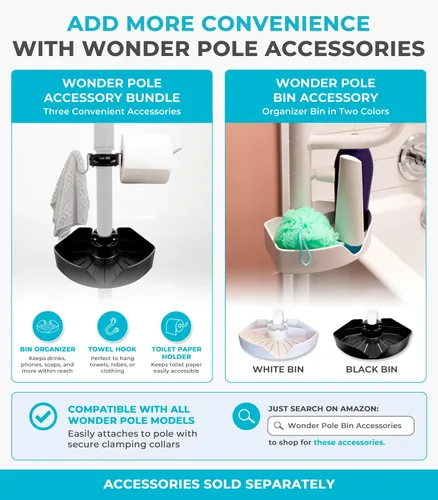 Vista 11 de Stander Wonder - Poste de bañera con barra de seguridad y barra de agarre curva, mango de ducha ajustable para bañeras, abrazadera en el riel