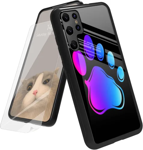 Vista 111 de Funda para Samsung Galaxy A12 5G con protector de pantalla, parte trasera de vidrio templado + TPU de silicona suave que absorbe los golpes