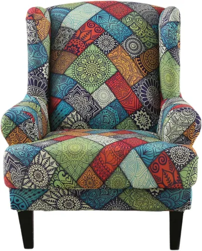 Vista 44 de NILUOH Funda para silla Wingback, 2 piezas, fundas elásticas de elastano para silla con respaldo de ala, funda lavable para sillones con respaldo