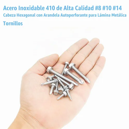 Vista 5 de DYWISHKEY 320 piezas de acero inoxidable 410 #8#10#14 cabeza de arandela hexagonal autoperforantes tornillos de chapa metálica kit surtido