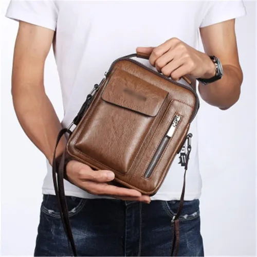 Vista 4 de CZDYUF - Bolso de hombro casual para hombre, bolso cruzado vintage, bolso de mano de piel sintética, bolsa de mensajero para hombre, bolsa de mano