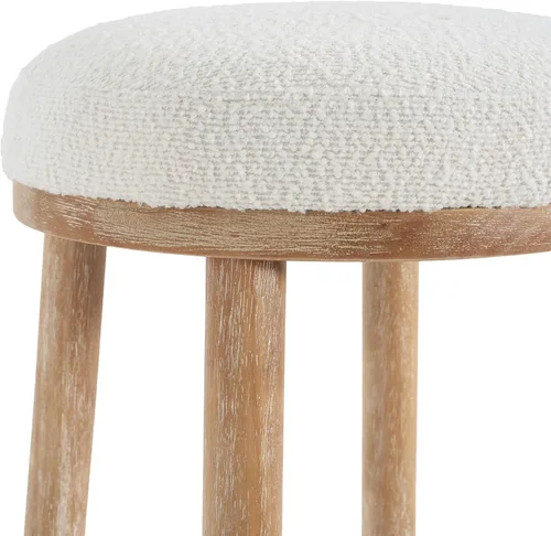 Vista 8 de Christopher Knight Home Aubrie - Juego de 2 taburetes de bar redondos de tela Boucle para isla de cocina, silla de comedor de madera sin espalda