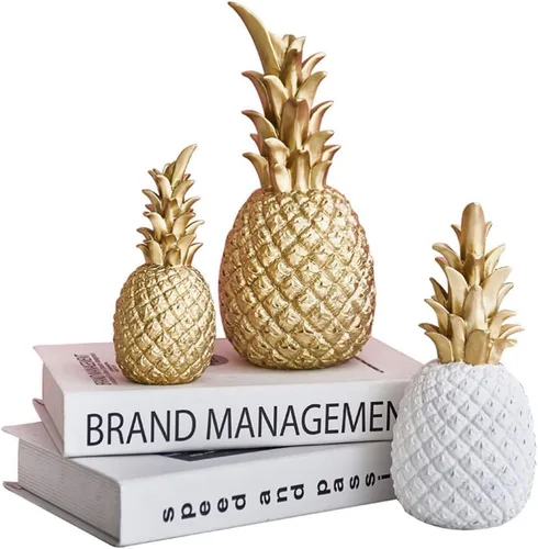 Vista 6 de Yardwe Figura de piña, adorno de fruta de resina artificial, decoración de frutas, decoración de fiesta de Hawaii, accesorios de fotografía