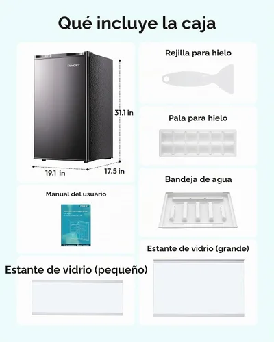 Vista 8 de EUHOMY Mini refrigerador con congelador, refrigerador compacto de 3.2 pies