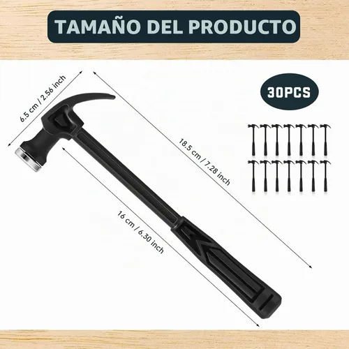 Vista 2 de WILLBOND 30 piezas de mini martillo de plástico de 7.3 pulgadas de seguridad para niños, adecuado para bricolaje, carpintería, decoración