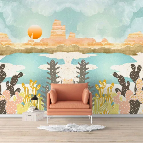Vista 33 de SIGNFORD - Mural de pared de estilo nórdico con papel tapiz de paisaje natural extraíble para dormitorio o sala de estar.