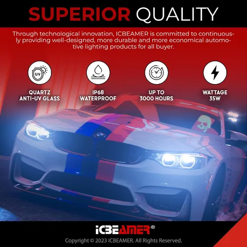 Vista 5 de ICBEAMER 10000K D1R D1C D1S Xenon HID Reemplazo directo Reemplazar bombillas de luz baja para faros delanteros de fábrica OEM [Color: azul]