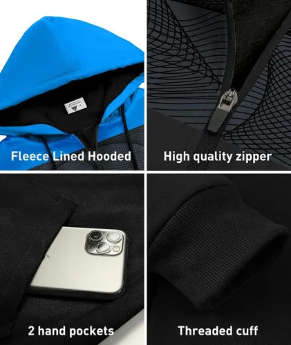 Vista 4 de SCODI Hoodies for Men Heavyweight Fleece Sweatshirt - Thick Full Zip Up Sherpa Lined