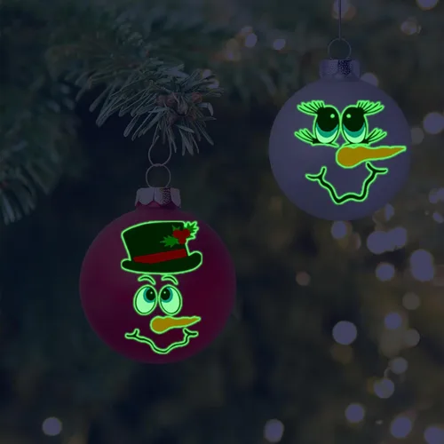 Vista 8 de Calcomanías de cara de muñeco de nieve para manualidades, calcomanías de Navidad que brillan en la oscuridad, decoraciones de muñeco de nieve