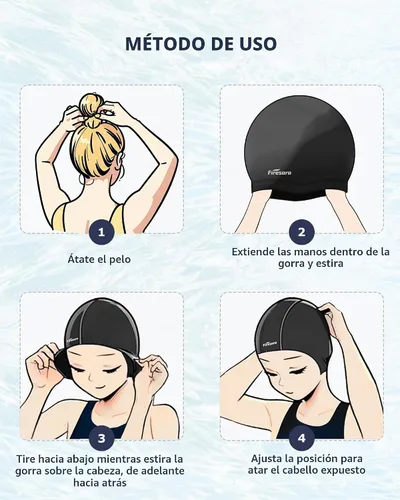 Vista 4 de Firesara Gorra de natación, gorra de natación original actualizada 3D, diseño ergonómico cómodo, duradero, protección para los oídos, para mujeres