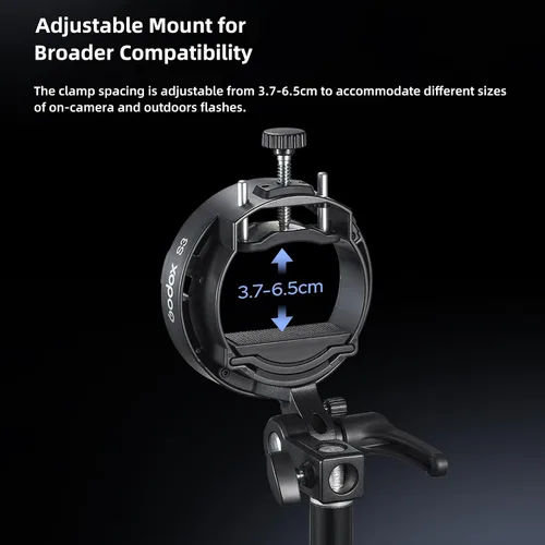 Vista 8 de Godox S3 Flash Bracket, Bowens Mount, ±90° Tilt