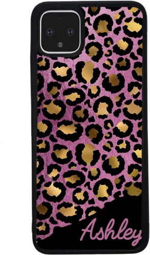 Vista 3 de Funda de goma negra personalizada de piel de leopardo color oro rosa compatible con Google Pixel 10, 10 Pro, 10 Pro XL, 9a, 9 Pro, Pixel 9, Pixel 9
